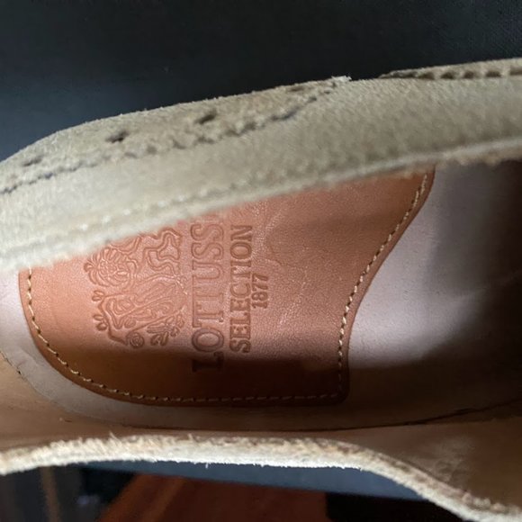 LOTTUSSE SUEDE LACE-UP Derby Oxford Brogues Beige EU 39 US 8.5 - Picture 7 of 11